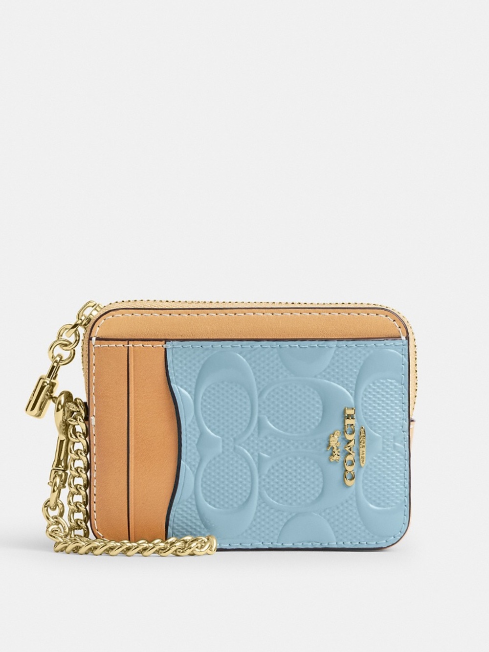 Coach Outlet Zip Card Case In Signature Leather With Charm